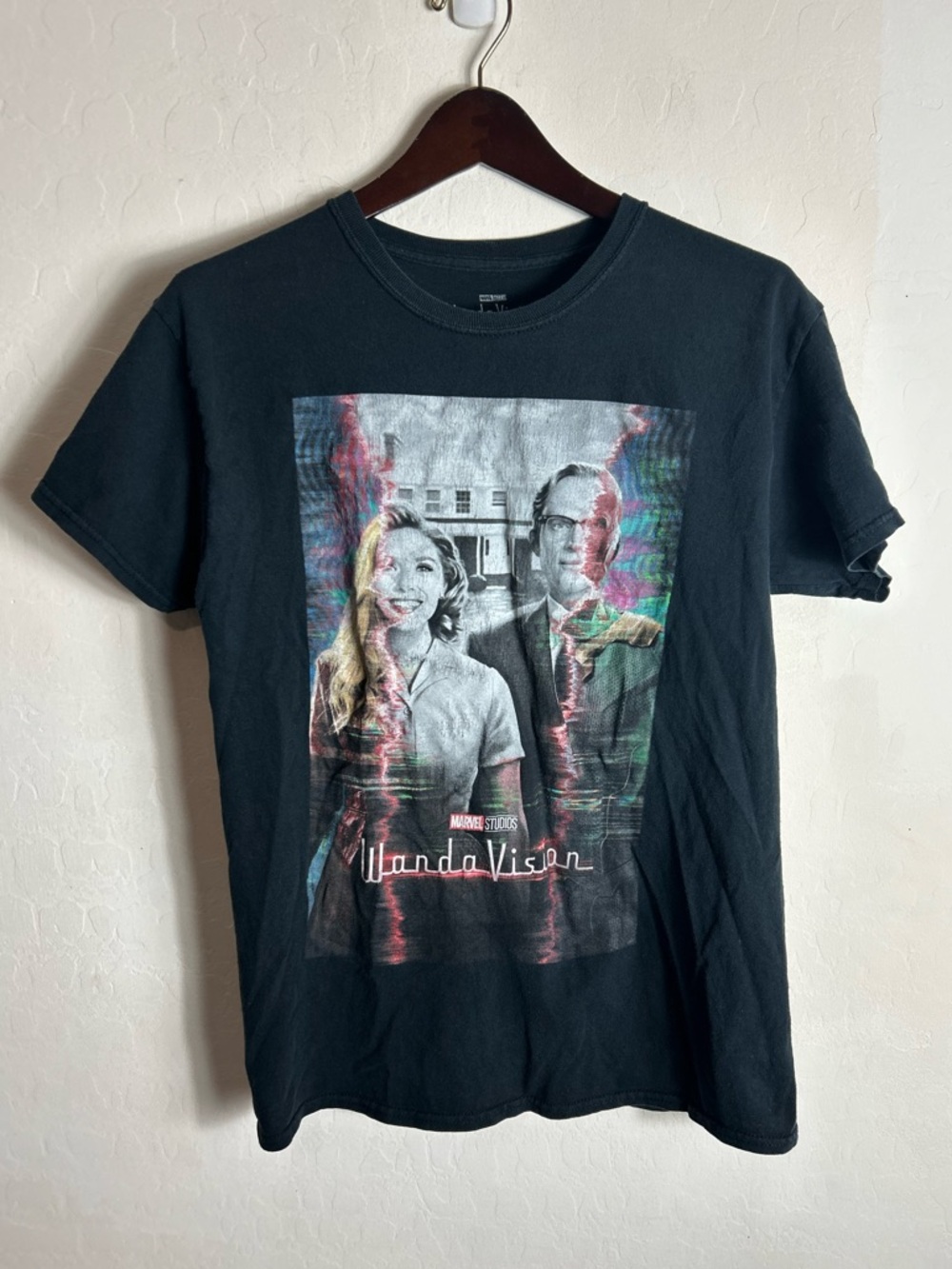 Marvel WandaVision Black Graphic Tee with Pink & Green Accents